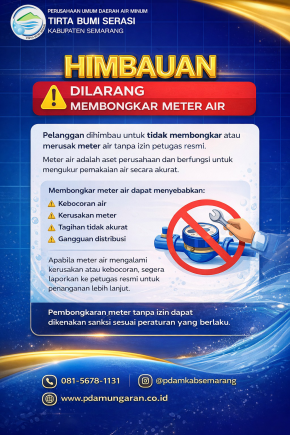Himbauan Larangan Membongkar Meter Air Secara Mandiri